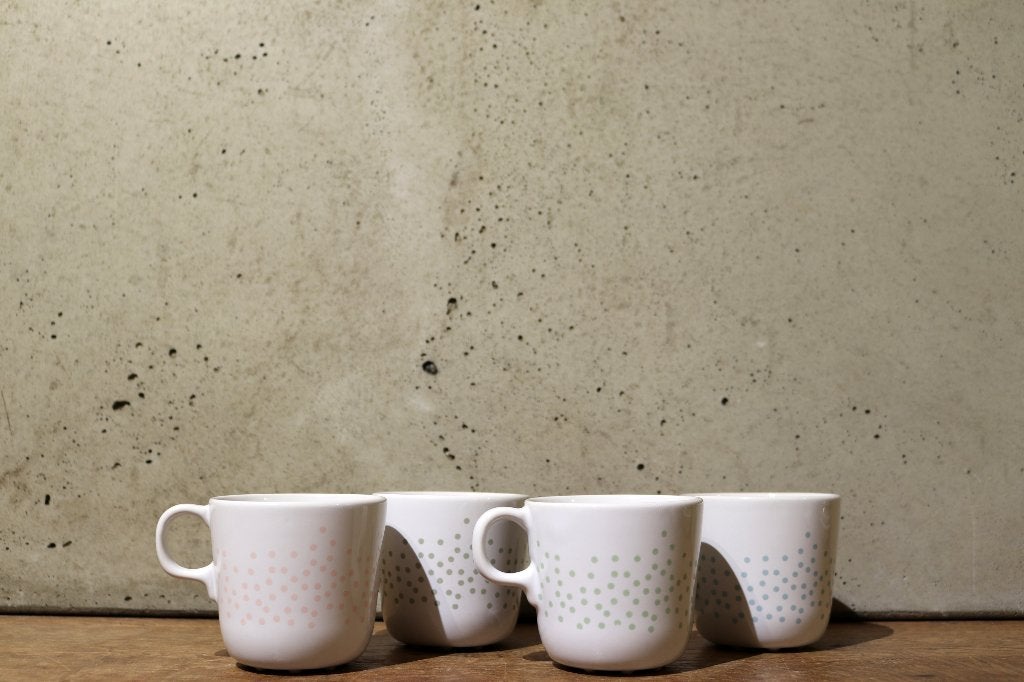 Set van 4 Ikea bekers - Forlaga - Maria Vinka - Polkadots, Gebruikt, Keramiek, IKEA, Ophalen of Verzenden
