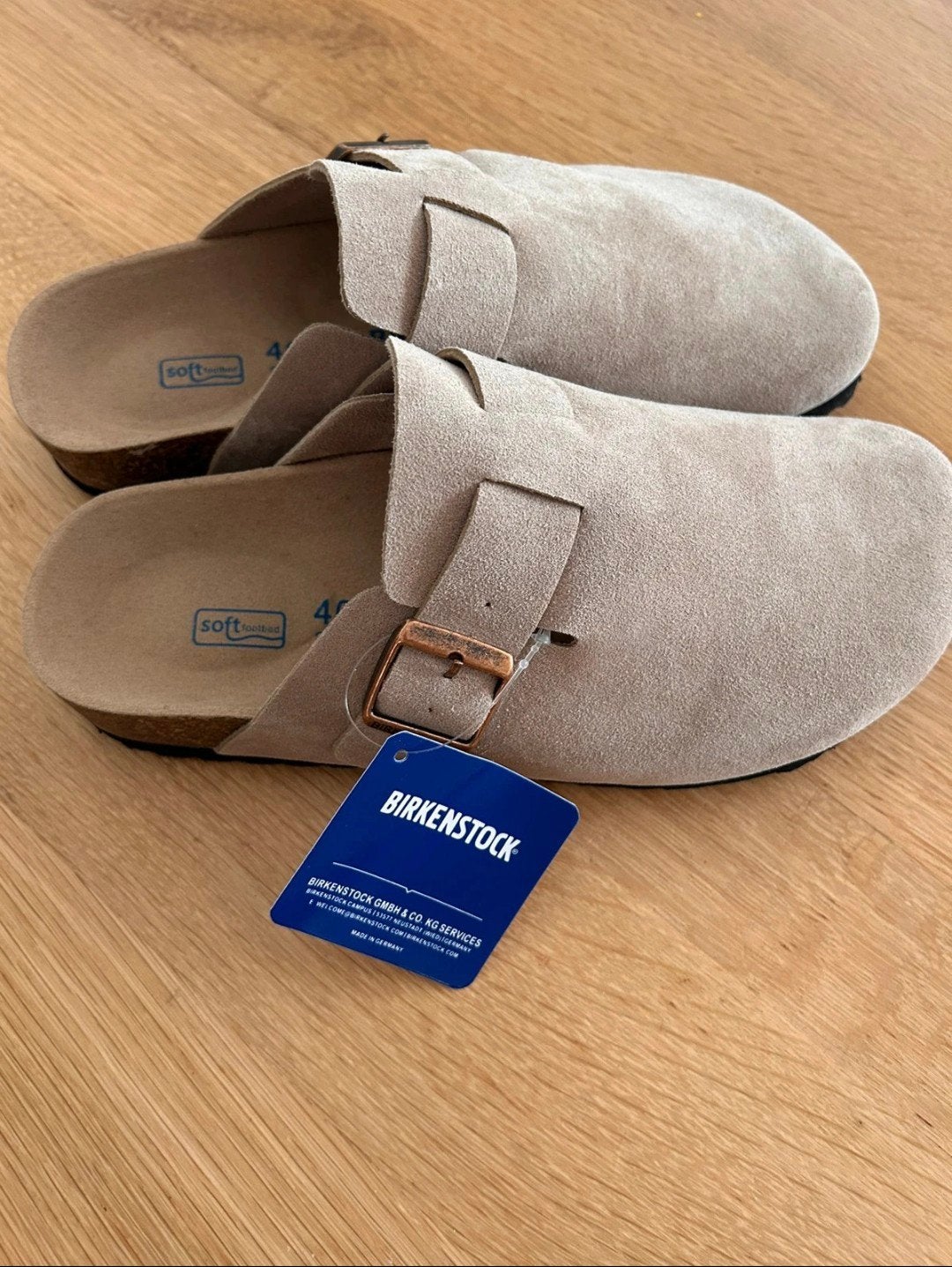 Birkenstock Boston Soft Footbed Taupe Maat 40 Nieuw, Slippers, Overige kleuren, Verzenden, Nieuw
