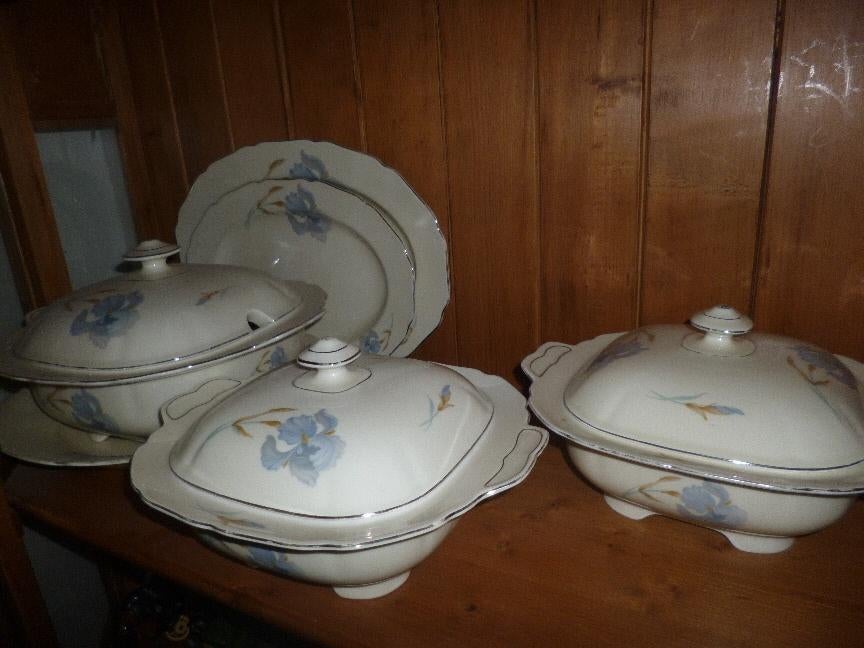ZELDZAAM!! Thomas Ivory Wille & Co schalen blauwe baard Iris, Antiek en Kunst, Ophalen of Verzenden
