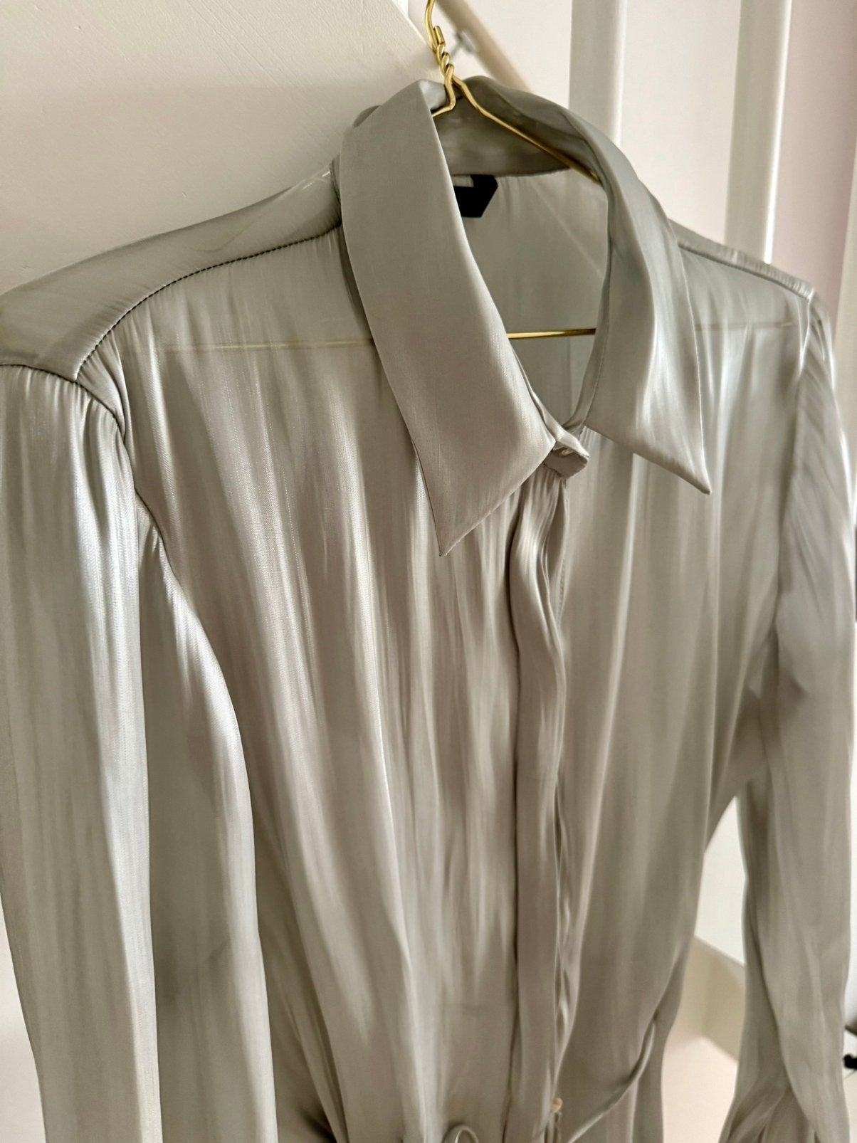 Blouse Zara glanzend blauw/grijs maat S €4, Ophalen of Verzenden, Zo goed als nieuw, Maat 36 (S), Blauw