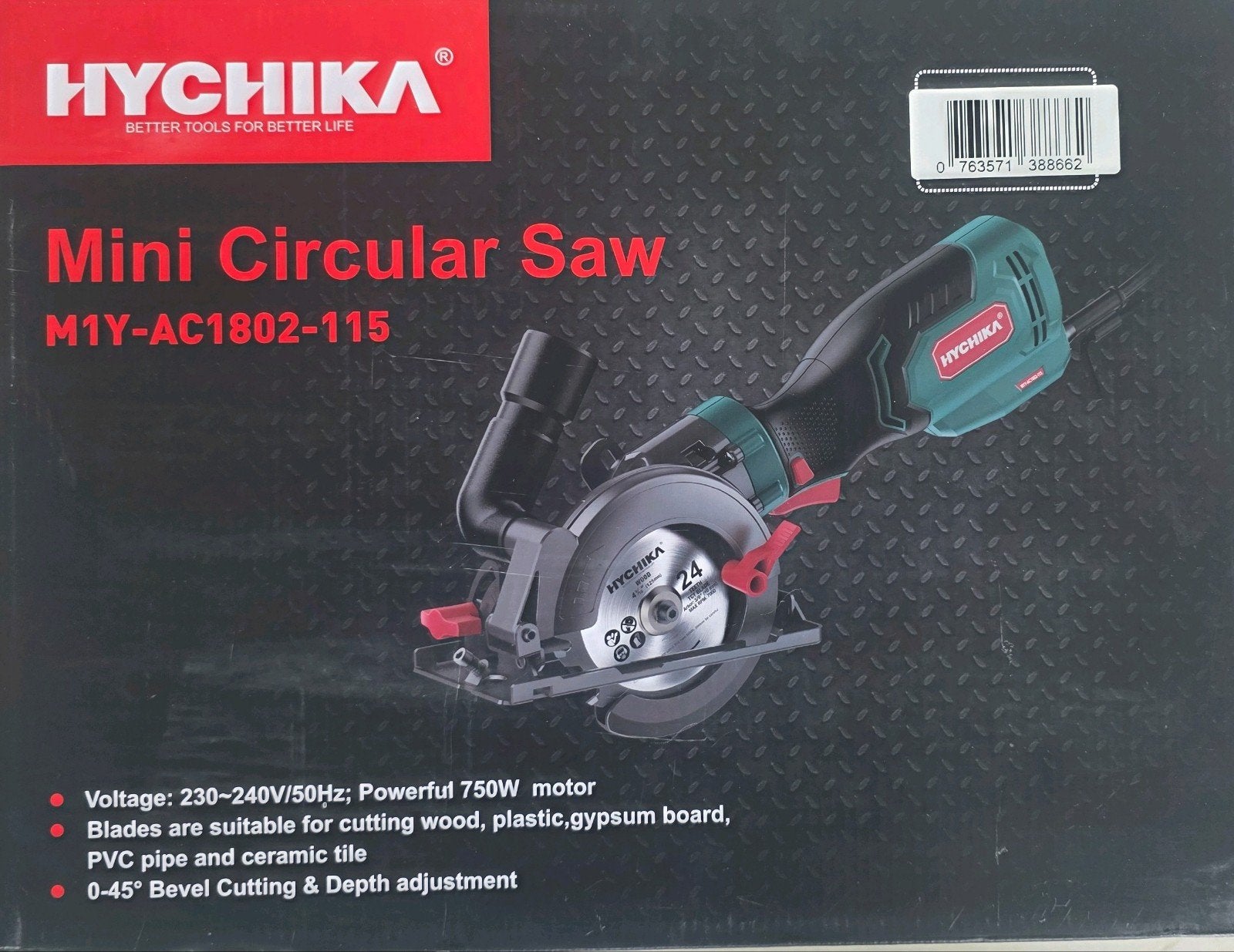 Hychika Mini Cirkelzaag N1Y-AC1802-115 - Zo goed als nieuw, Minder dan 30 mm, Cirkelzaag, 600 tot 1200 watt, Ophalen of Verzenden