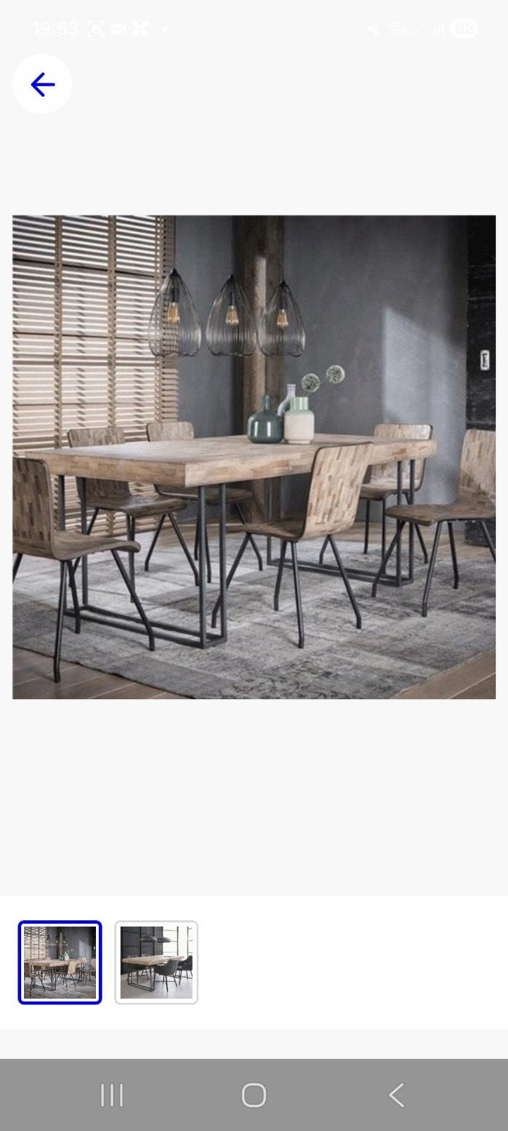 Robuuste eettafel met metalen onderstel - 200x100 cm, Huis en Inrichting, Tafels | Eettafels, Zo goed als nieuw, 50 tot 100 cm