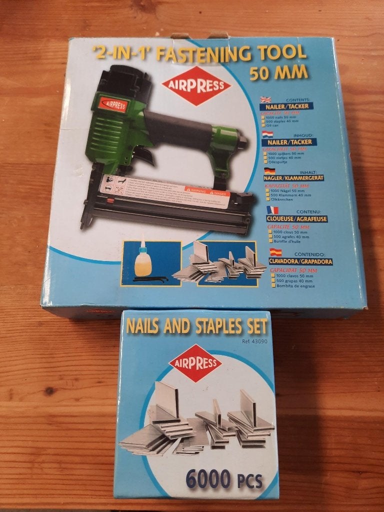 Airpress Pneumatische Tacker 50 mm (2-in-1) + 6000 x Nietjes, Ophalen of Verzenden, Nieuw, Tacker/nietmachine