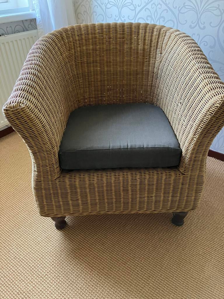 Rieten fauteuil, Ophalen, 75 tot 100 cm, Stof, 75 tot 100 cm
