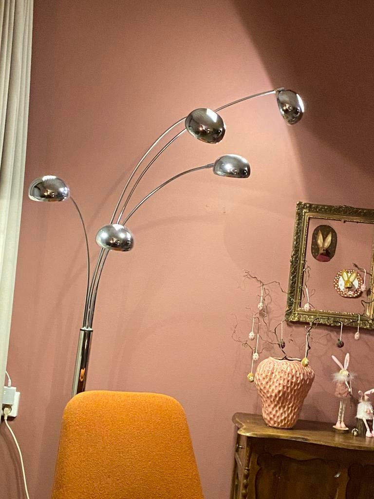 Vloerlamp Five Fingers – chroom – Kare Design, Huis en Inrichting, Lampen | Vloerlampen, Ophalen, Zo goed als nieuw, Metaal, Modern