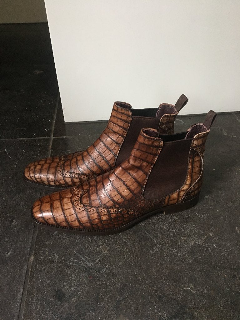 Gianfranco Lattanzi chelsea boots croco 41, Bruin, Gianfranco Lattanzi, Boots, Ophalen of Verzenden
