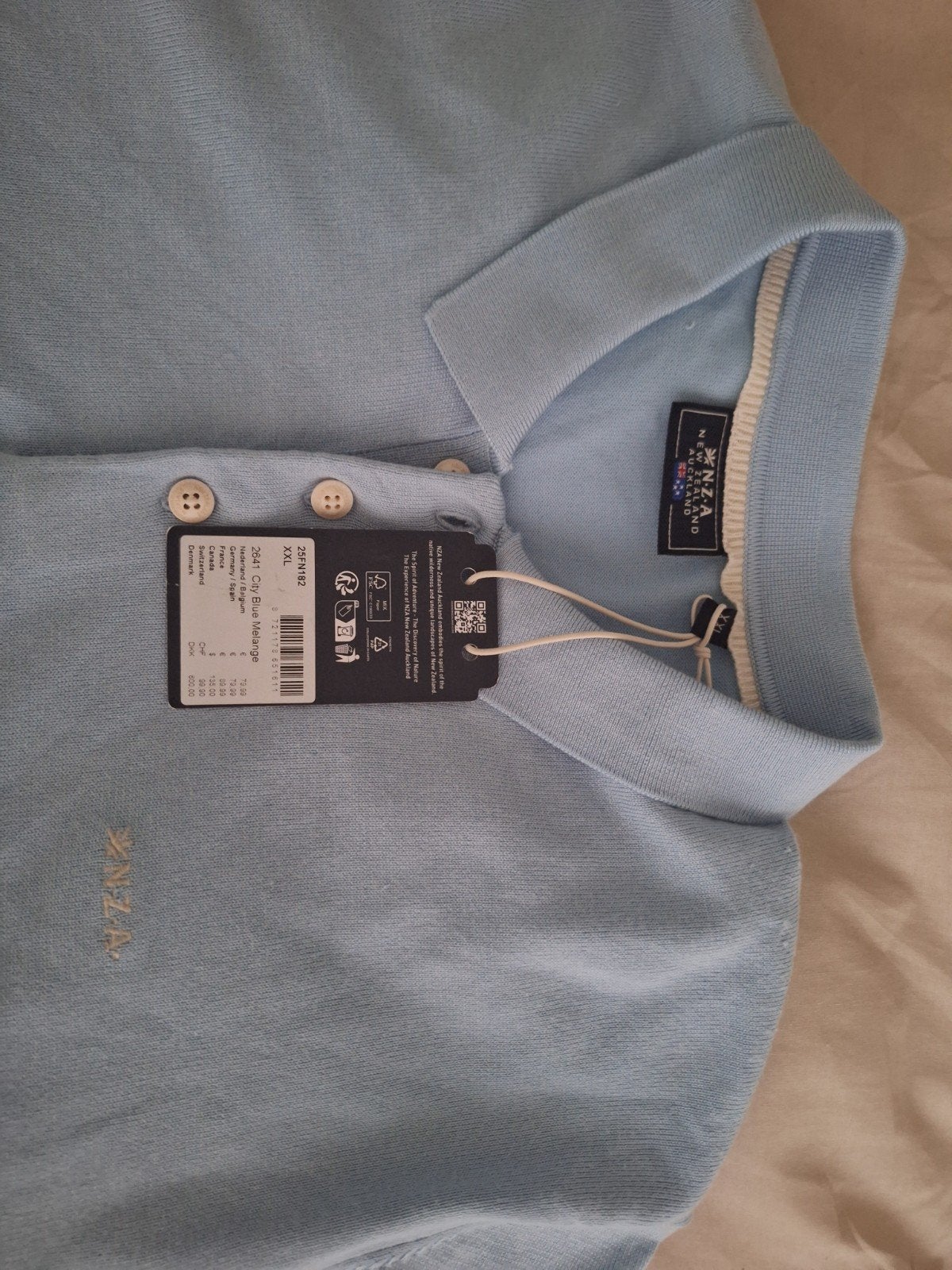 Polo NZA ijsblauw nieuw XXL, Kleding | Heren, Blauw, Ophalen of Verzenden, NZA New Zealand Auckland, Maat 56/58 (XL)