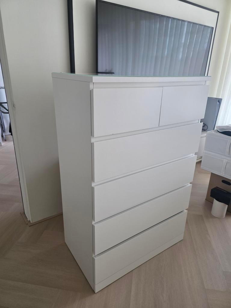 IKEA MALM Ladekast wit - 6 lades (80x123 cm), Ophalen, Gebruikt, 100 tot 150 cm, 50 tot 100 cm