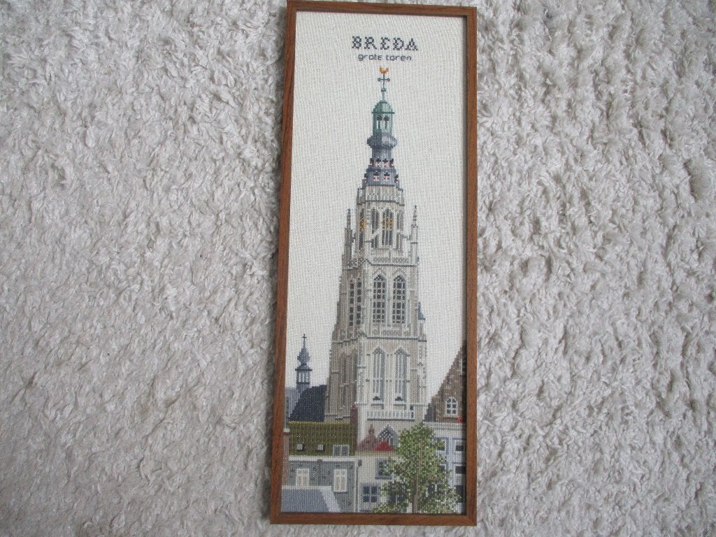 Lijst Breda toren  47,5 bij 18 cm, kumsthandel ,v d Hurk, Overige stijlen, Overige ondergronden, Ophalen of Verzenden, Print