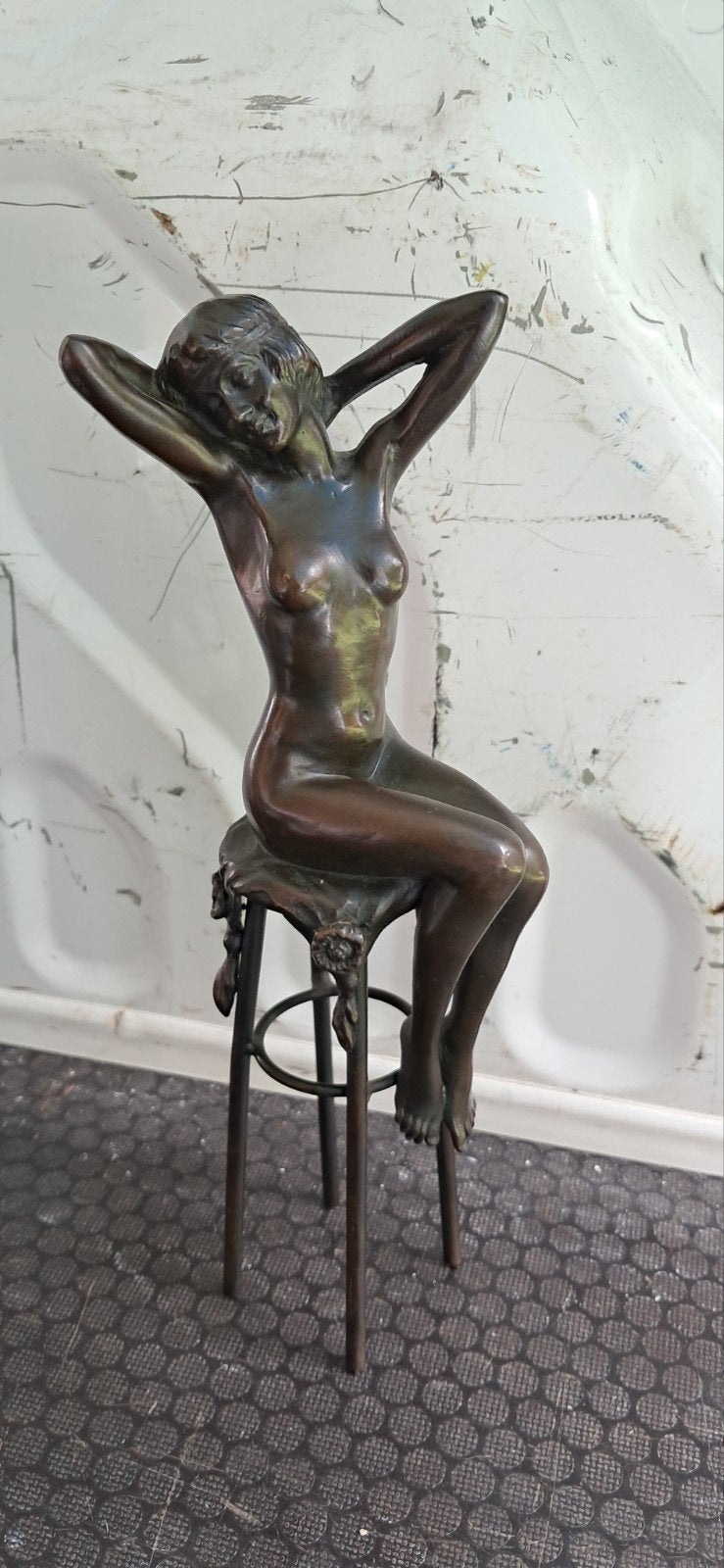 bronzen beeld zittende vrouw, Ophalen of Verzenden