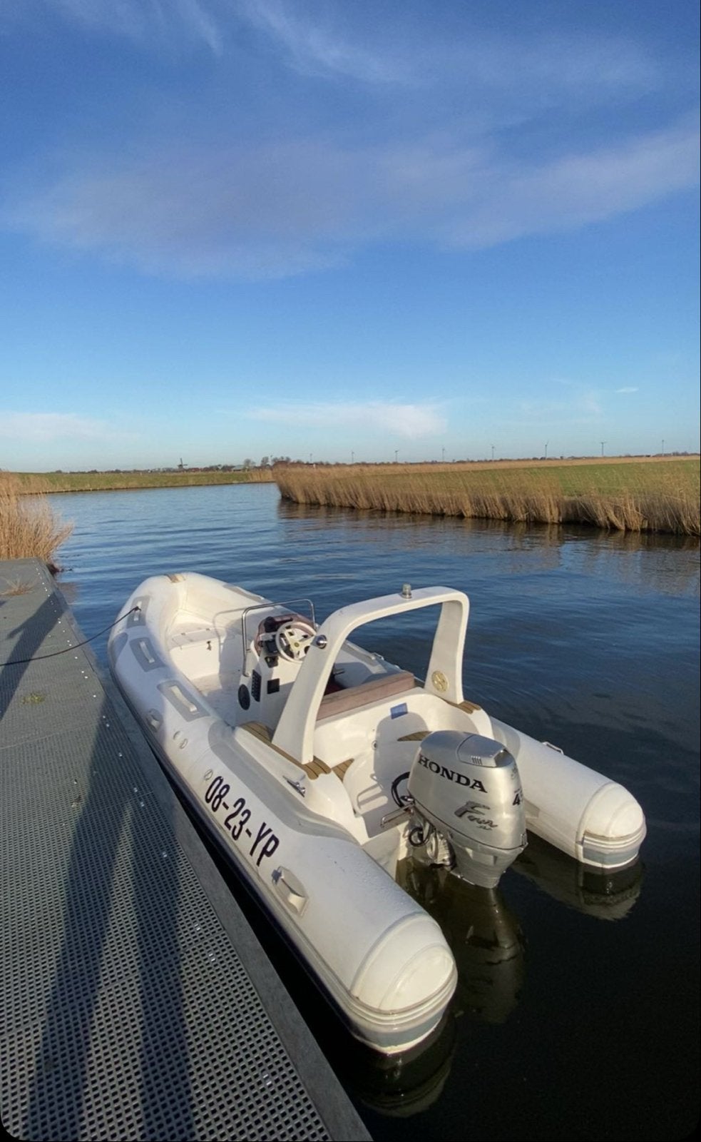 RIB/RHIB 5.5 meter met 45pk honda, 45 pk, Ophalen, Polyester/glasvezel, Gebruikt