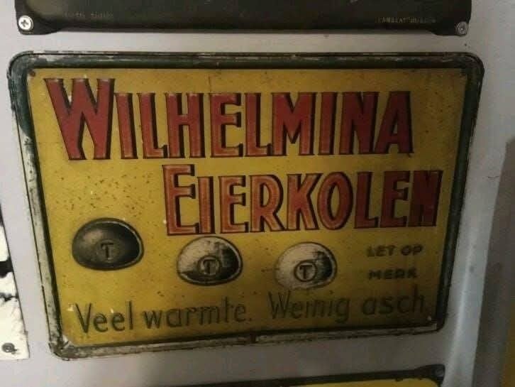 Gezocht: Blikken Reclamebord Wilhelmina Eierkolen, Verzamelen, Ophalen, Gebruikt, Reclamebord