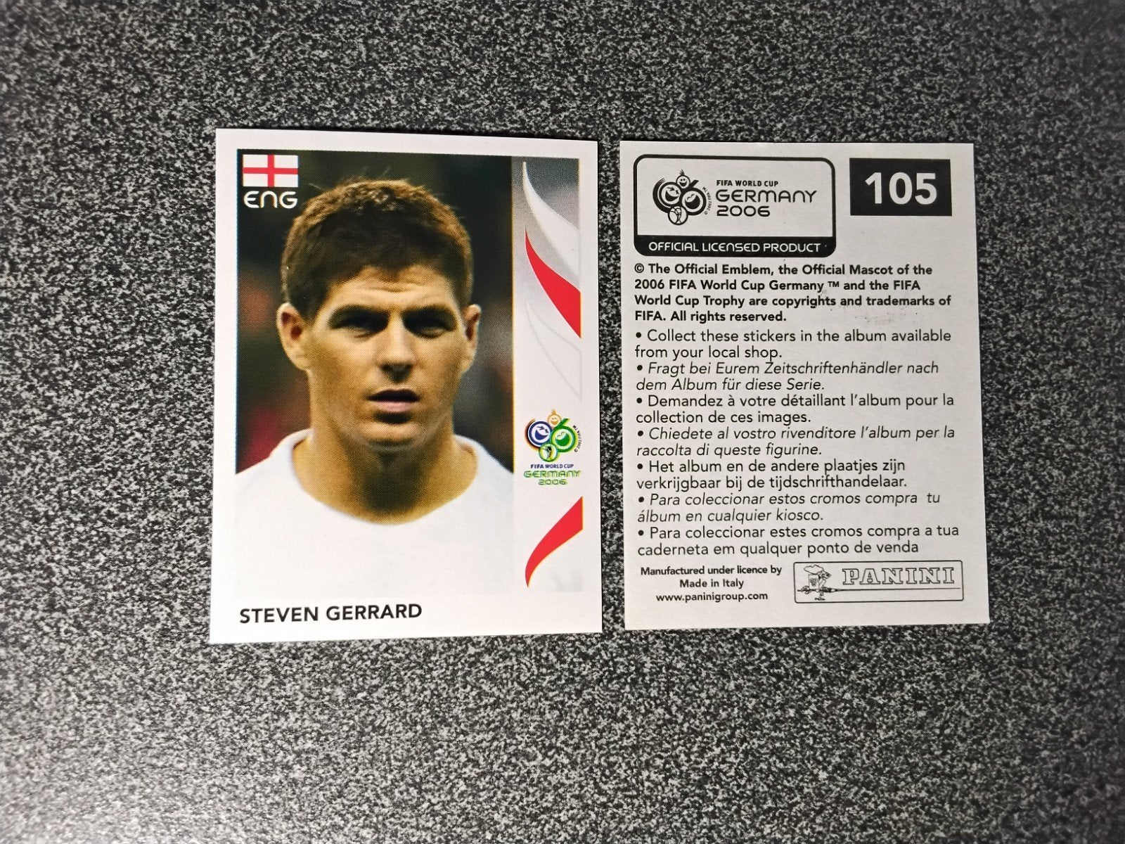 Panini WK 2006 Steven Gerrard Engeland Sticker, Ophalen of Verzenden, Zo goed als nieuw, Poster, Plaatje of Sticker