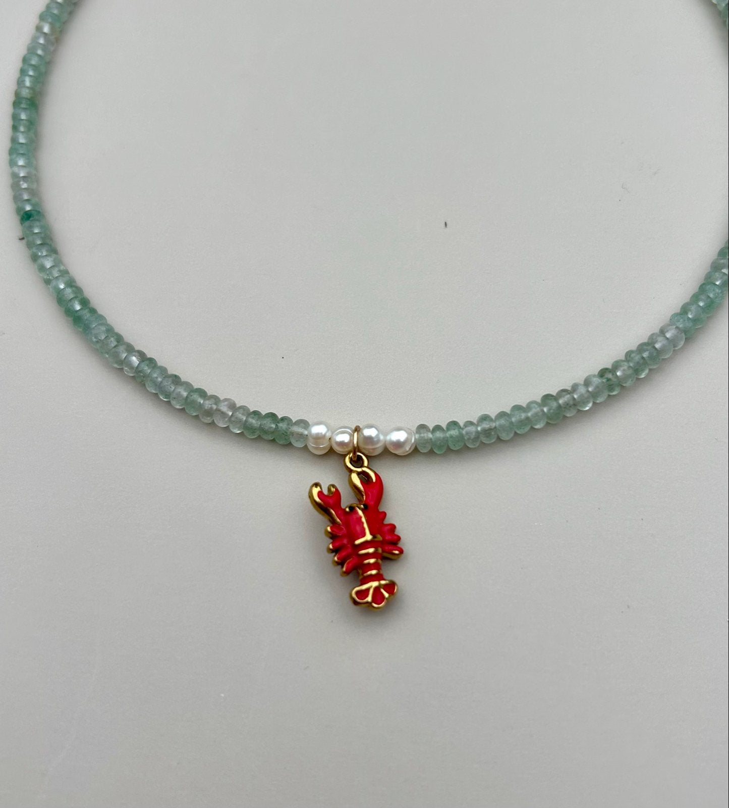 Ketting met  kralen en kreeft hanger, Nieuw, Ophalen of Verzenden, Steen of Mineraal, Met edelsteen