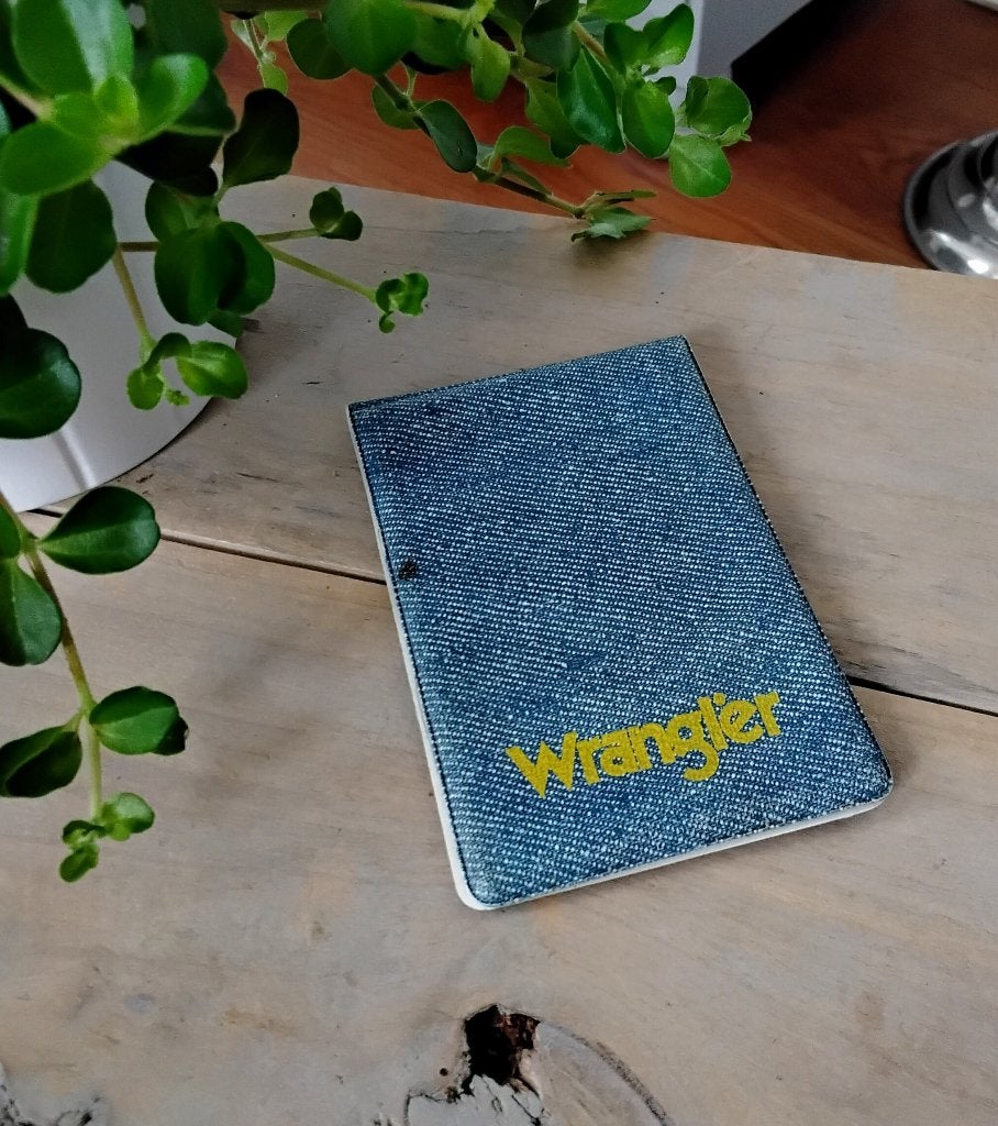 Wrangler - vintage mapje voor notitieblokje - notitieblokhou, Verzamelen, Ophalen of Verzenden, Gebruikt, Gebruiksvoorwerp