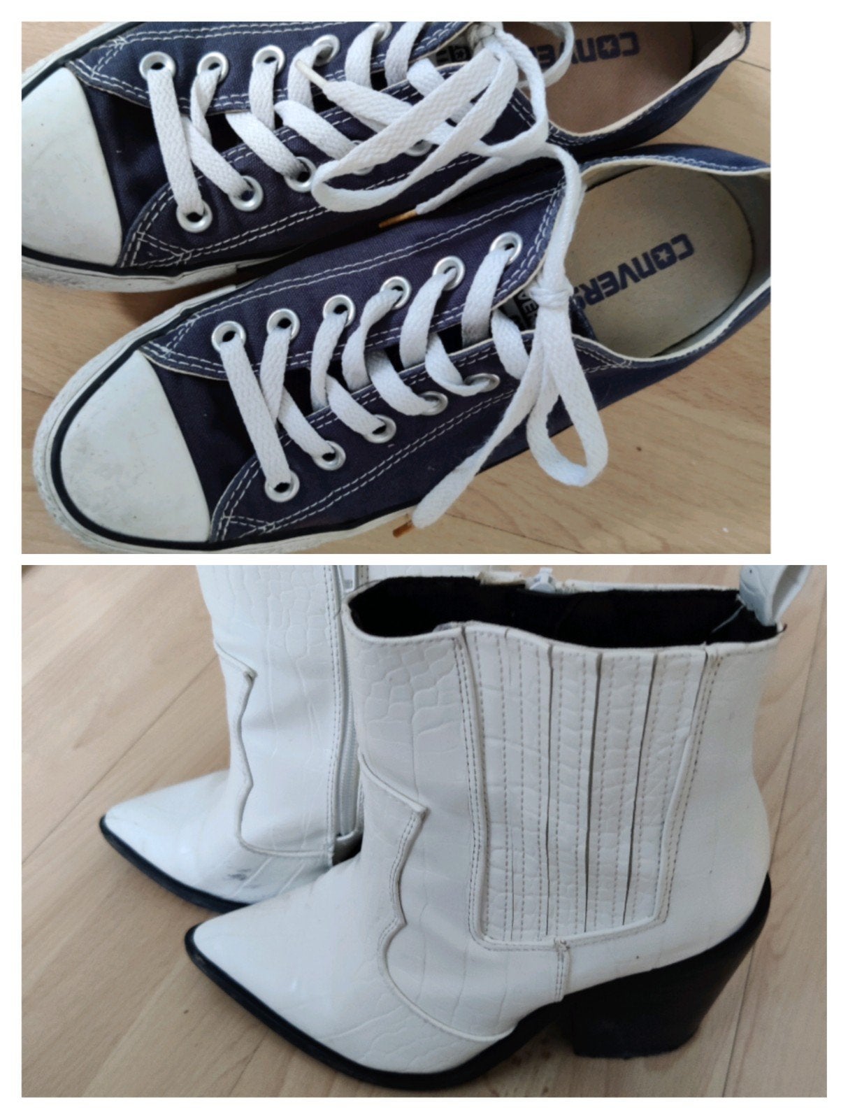 Converse sneakers & Witte cowboylaarzen, Kleding | Dames, Ophalen of Verzenden, Gedragen, Wit, Sneakers of Gympen
