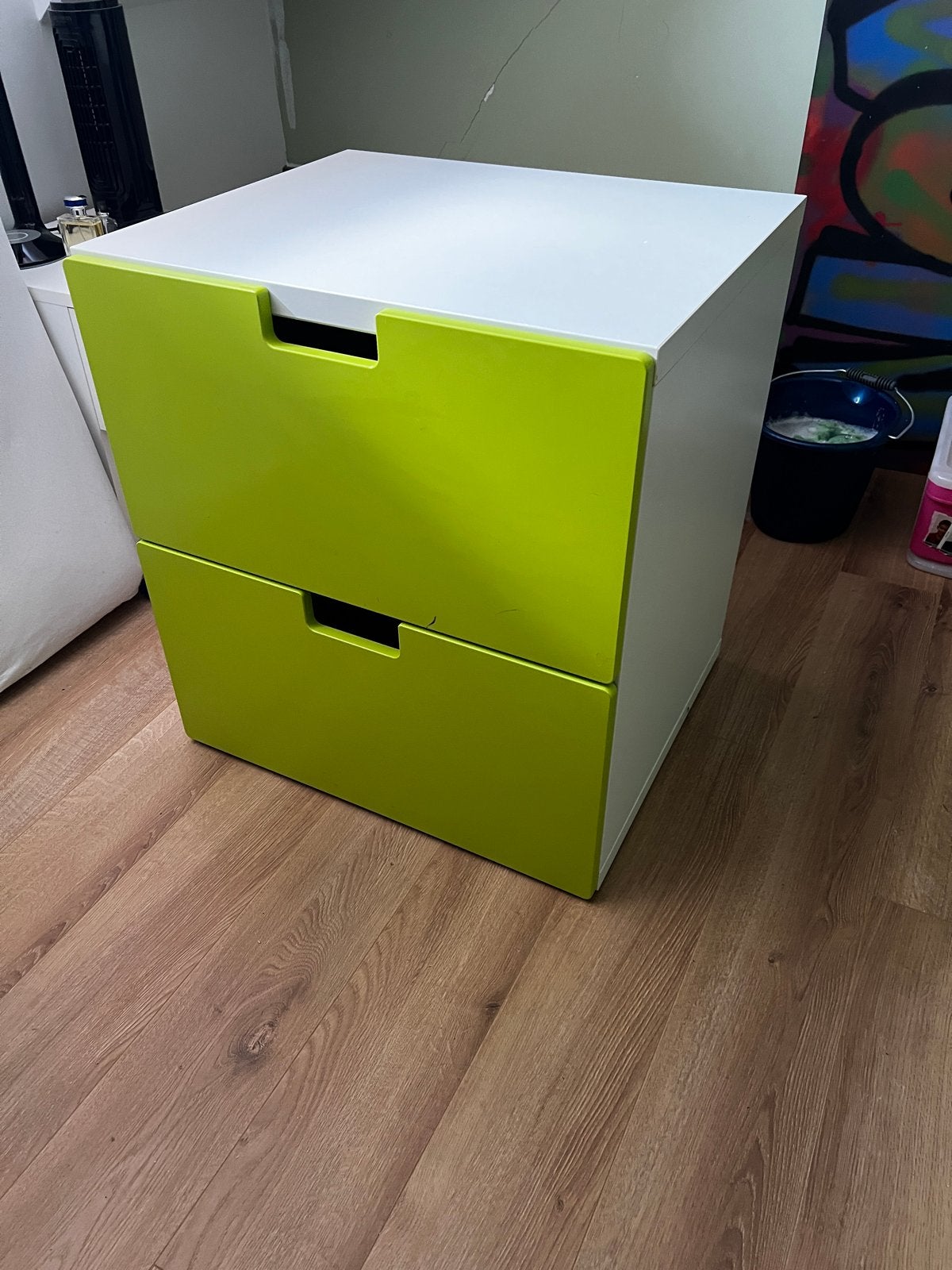 IKEA kastje met 2 lades - wit/groen, Ophalen, Gebruikt, 1 of 2 laden, Minder dan 25 cm