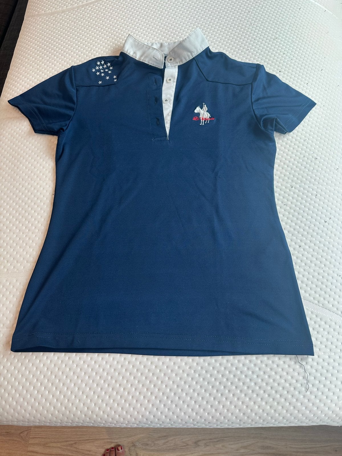 La Valencio wedstrijdshirt blauw maat 176, Dieren en Toebehoren, Paardrijkleding, Blauw, Gebruikt, XS, Ophalen of Verzenden