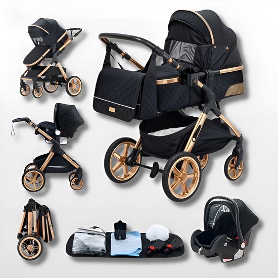 Kinderwagen 3 in 1 Zwart, Ophalen, Gebruikt, Overige merken, Verstelbare duwstang
