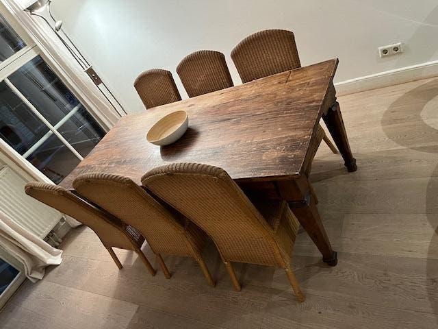 Set van 6 originele Lloyd Loom stoelen, Ophalen, Gebruikt, Bruin, Hout
