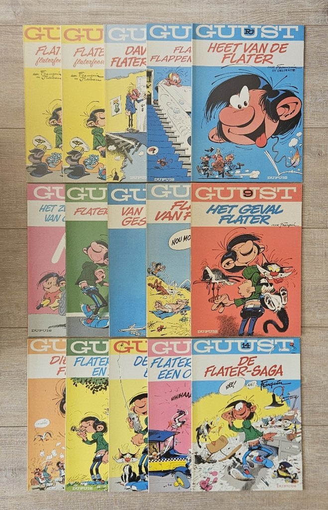Guust R1 t/m R5, 6 t/m 14 sc - Franquin - Dupuis, Ophalen of Verzenden, Zo goed als nieuw, Franquin, Meerdere stripboeken