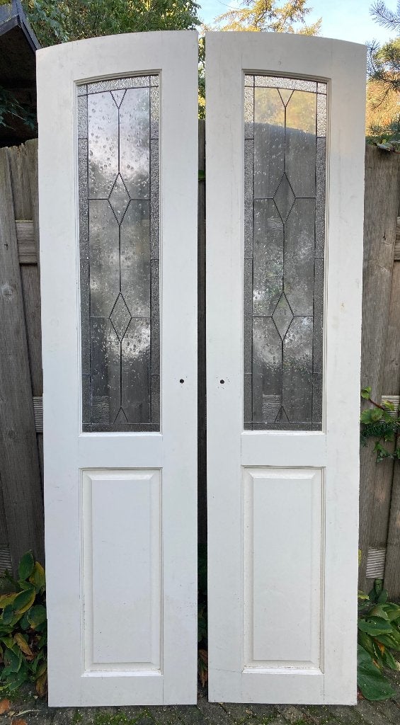 Houten paneeldeuren met glas in lood, Ophalen, Gebruikt, Minder dan 80 cm, Binnendeur