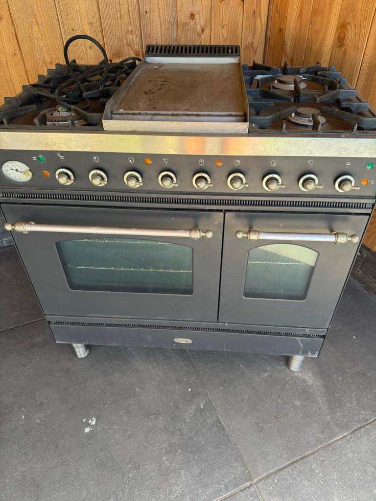 Boretti Fornuis met Dubbele Oven en Grillplaat, Witgoed en Apparatuur, Fornuizen, Gebruikt, Vrijstaand, Gas, 5 kookzones of meer