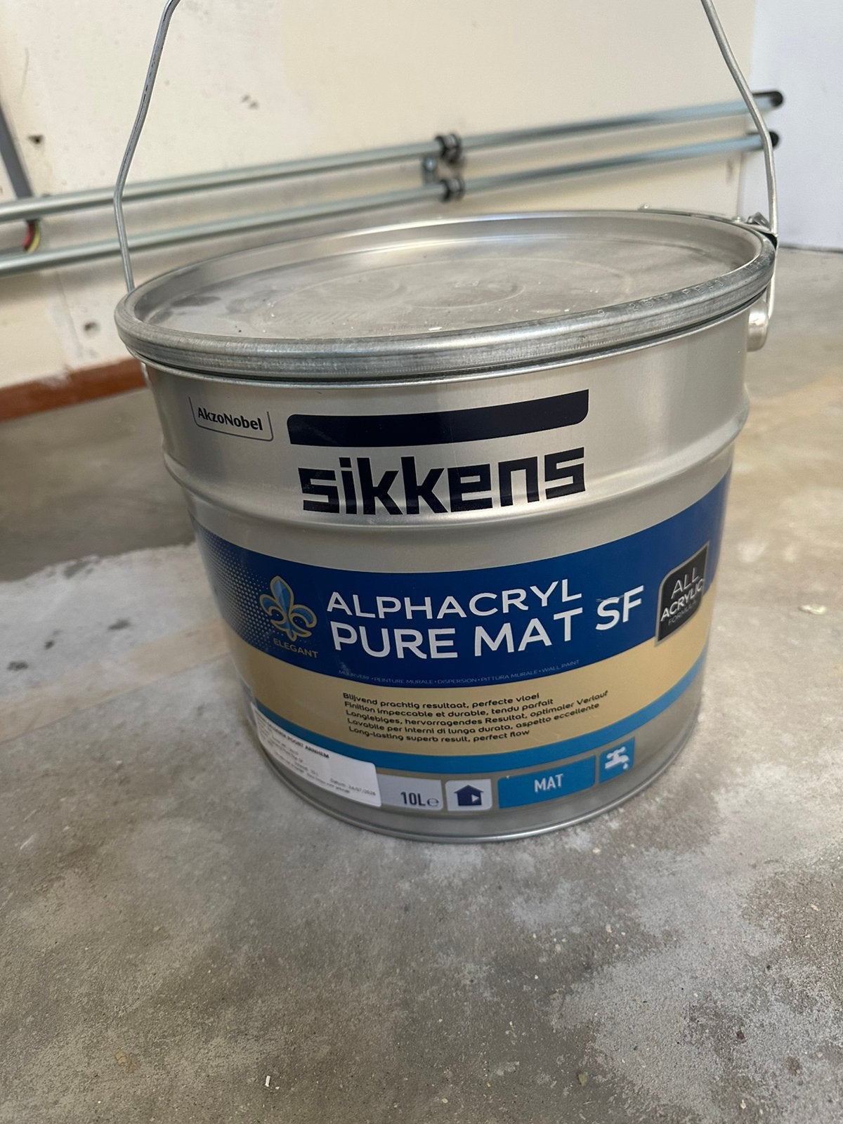 Sikkens saus/muurverf 10 liter zuiver wit 9010, Ophalen, 5 tot 10 liter, Wit, Nieuw