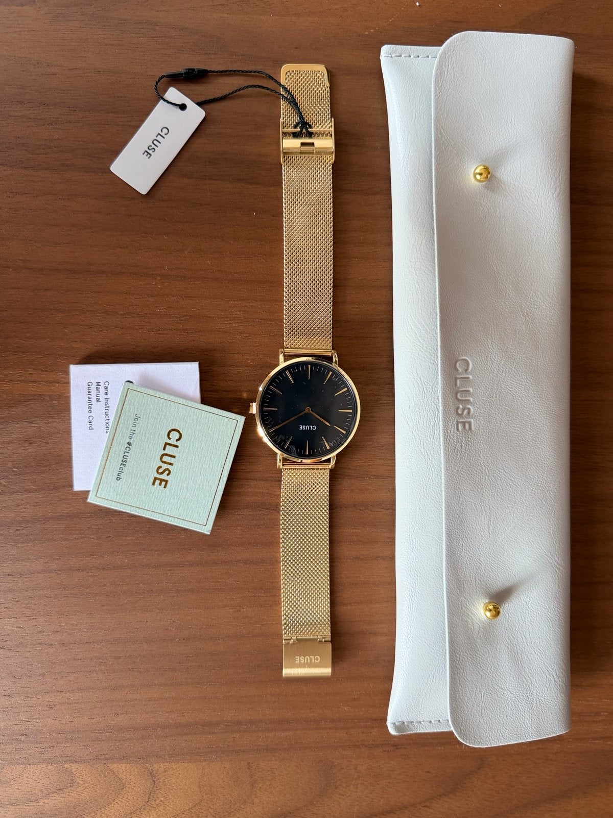 Cluse horloge goudkleurig met originele verpakking en reista, Sieraden, Tassen en Uiterlijk, Horloges | Dames, Overige merken