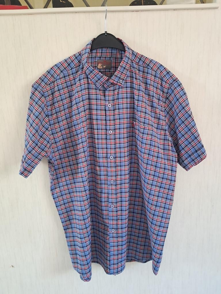 Geruit heren overhemd met korte mouwen, Free & Easy, Blauw, Ophalen of Verzenden, Zo goed als nieuw