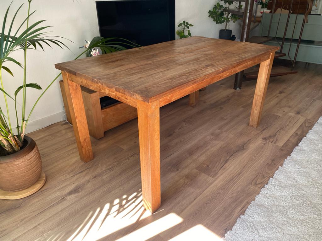Teakhouten eettafel 160x90x79cm, Huis en Inrichting, Ophalen, Gebruikt, Teakhout, 50 tot 100 cm