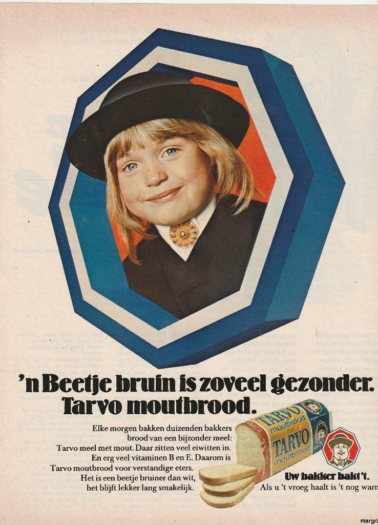 Retro reclame 1972 Tarvo moutbrood kindje met hoedje, Verzenden, Overige typen