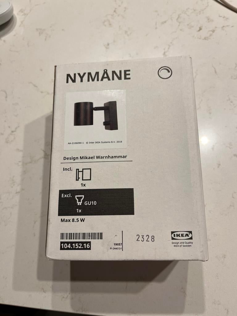 IKEA Nymåne wandlamp/spot, zwart, GU10, max 8.5W, Huis en Inrichting, Lampen | Wandlampen, Ophalen of Verzenden, Nieuw, Metaal