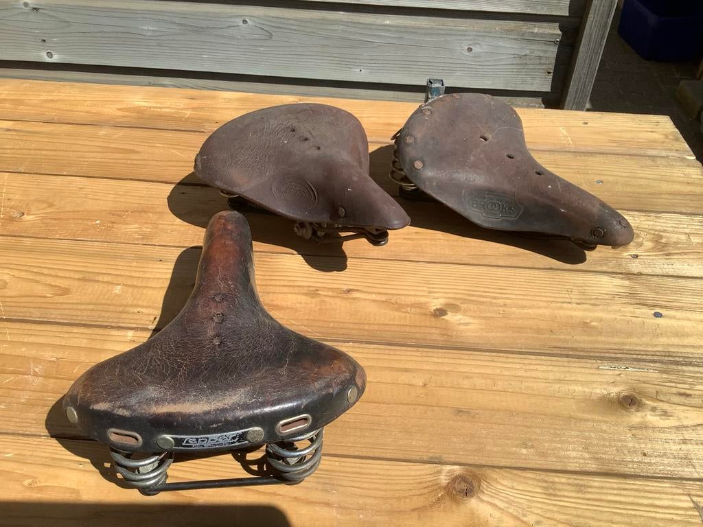 Brooks en Lepper Leren Zadels - Vintage Fietszadels, Gebruikt, Leer, Ophalen of Verzenden, Zadel
