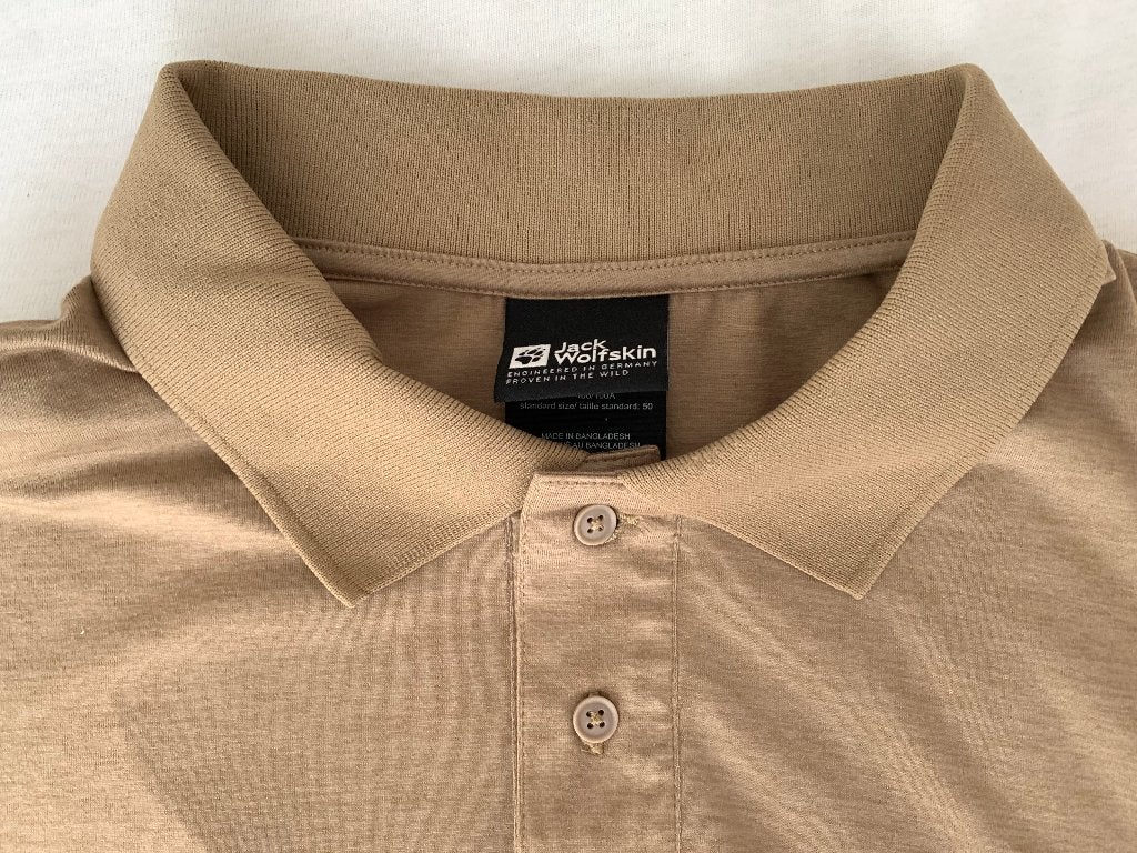 Hele mooie heren polo Jack Wolfskin poloshirt maat M, Kleding | Heren, Polo's, Maat 48/50 (M), Beige, Ophalen of Verzenden, Zo goed als nieuw