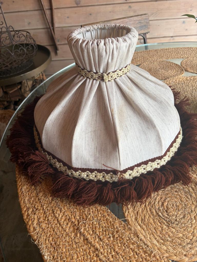 Vintage (boho) stoffen lampenkap, Ophalen, 25 tot 50 cm, Rond, Zo goed als nieuw