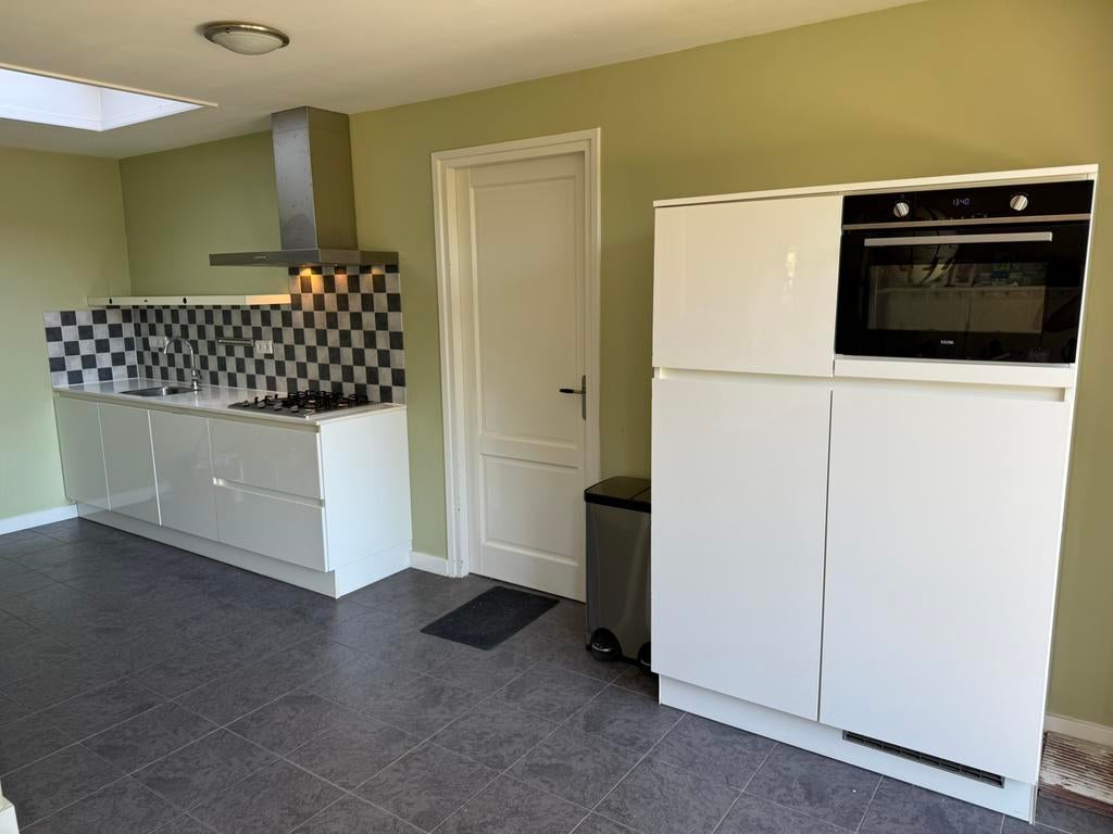Nette Rechte Keuken Hoogglans Wit + Wandkast + GEDEMONTEERD, Ophalen of Verzenden, Wit, Enkelwandige keuken