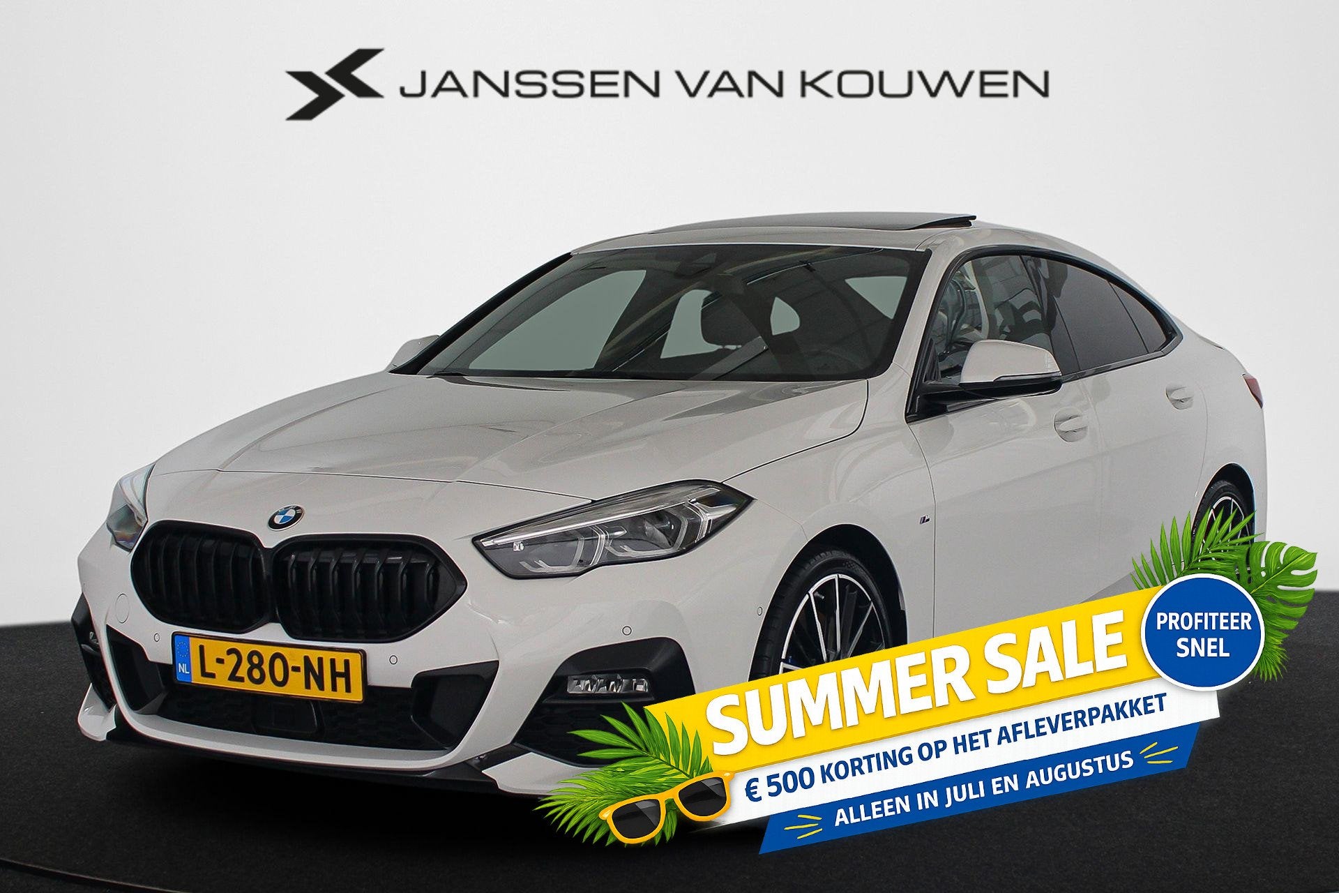 BMW 2-serie Gran Coupé 218i Business Edition M Sport Panora, 136 pk, Gebruikt, 1350 kg, Wit
