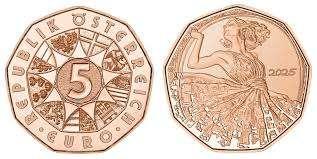 5 Euro Oostenrijk 2025 - Nieuwjaarsmunt: Dans je Vrij - UNC, Verzenden, Oostenrijk, 5 euro, Losse munt