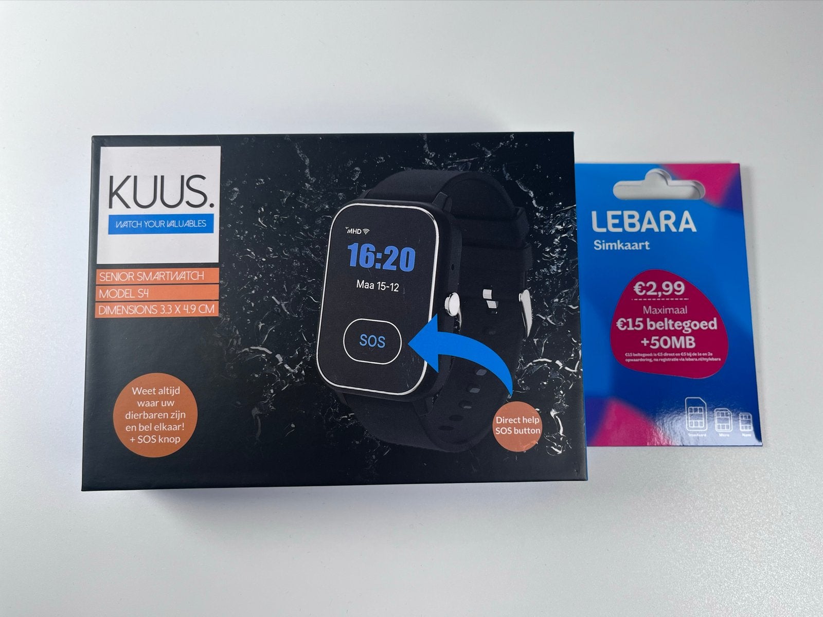 Kuus Senior S4 GPS SOS Smartwatch - Nieuw in doos, Ophalen of Verzenden, GPS, Nieuw, Zwart
