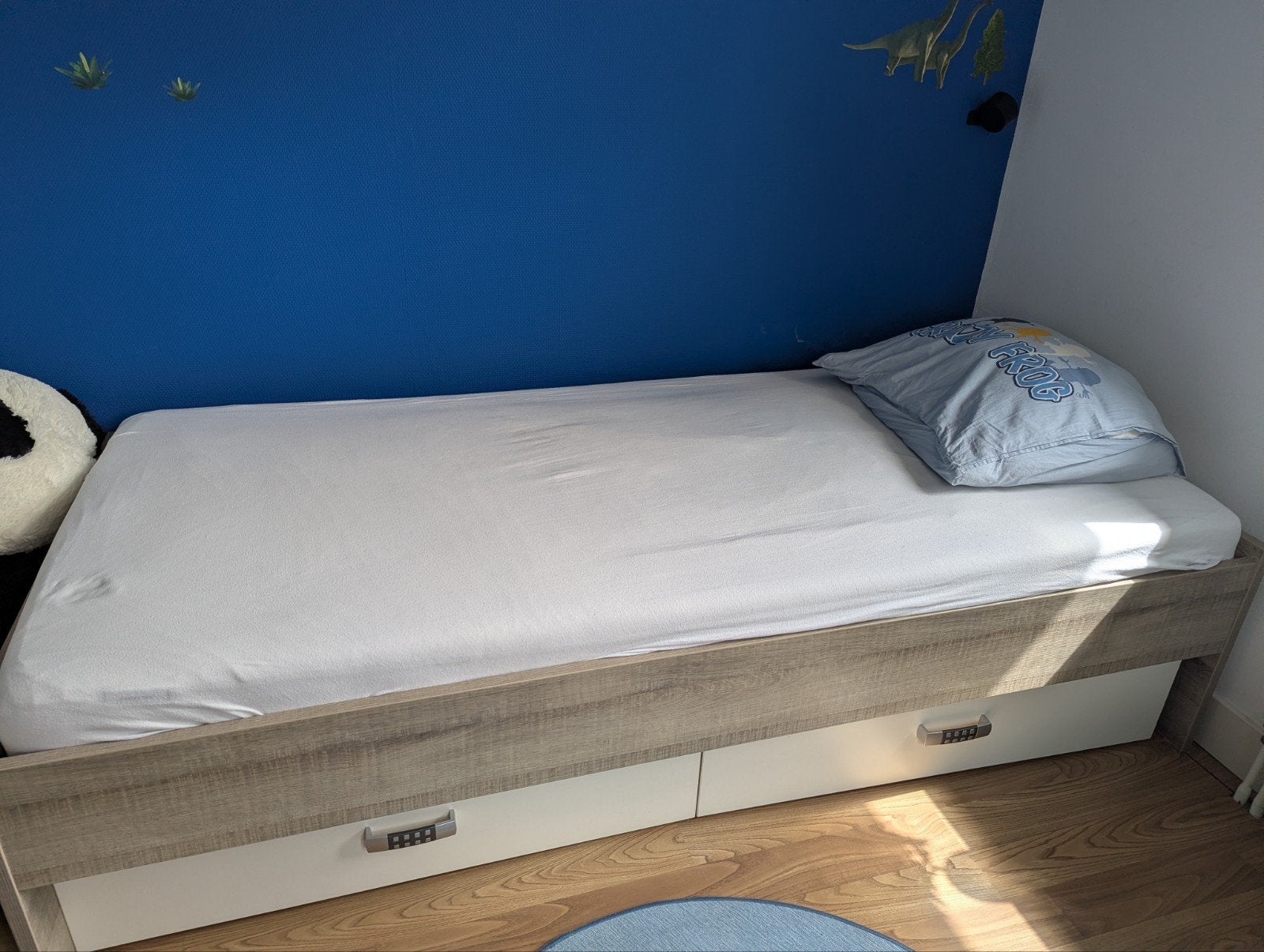 Kinderbed met matras en vierseizoenendekbed, Ophalen, Eenpersoons, Wit, Zo goed als nieuw
