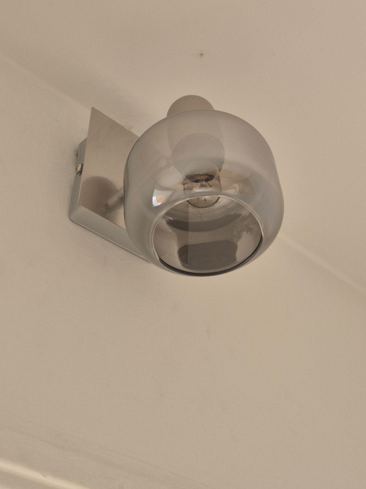 Plafondlamp/wandlamp met glazen kap en metalen armatuur, Ophalen of Verzenden, Zo goed als nieuw, Glas, Modern
