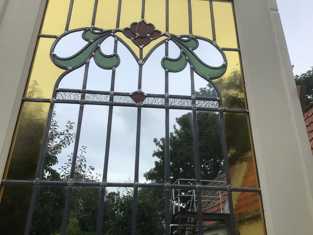 Prachtige set glas in lood schuifdeuren, Ophalen, 120 cm of meer, Binnendeur, Zo goed als nieuw