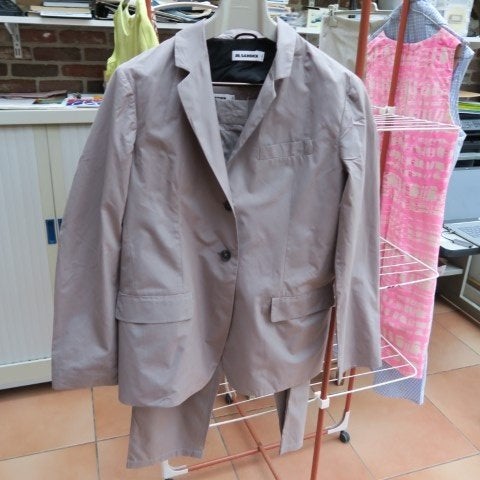 Broekpak taupe Jil Sander mt 42-44, Kleding | Dames, Kostuum of Pak, Overige kleuren, Maat 42/44 (L), Ophalen of Verzenden