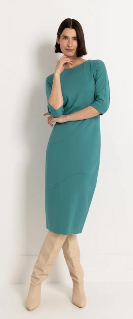 Claudia strater jurk petrol blauw maat 46, Blauw, Maat 46/48 (XL) of groter, Ophalen of Verzenden, Zo goed als nieuw