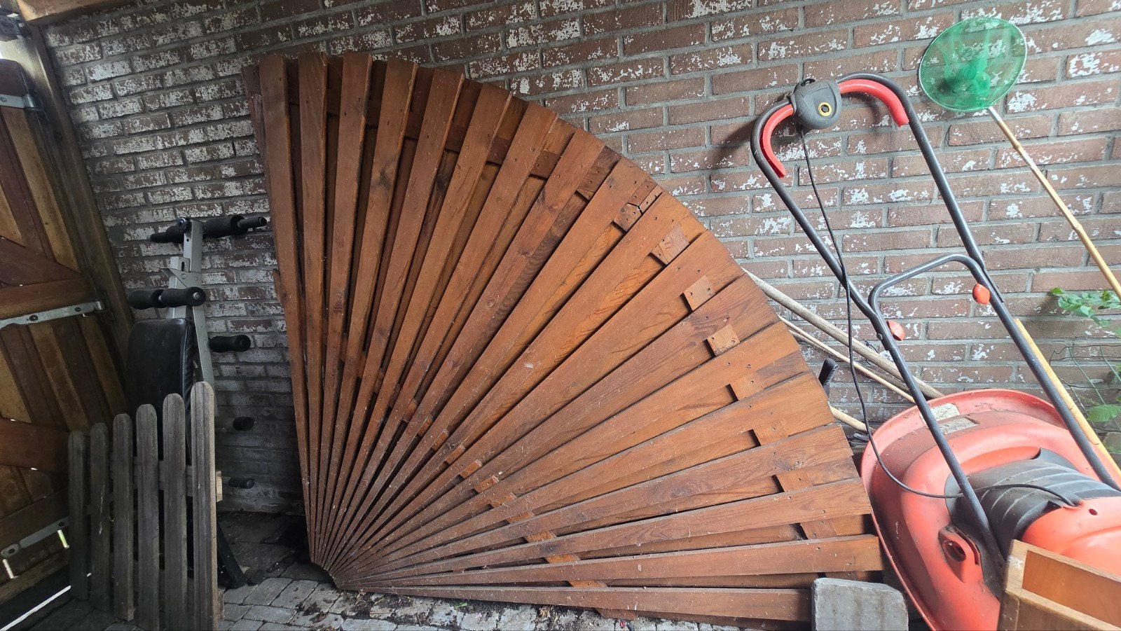 Mooie houten waaier 170x170, Ophalen, Minder dan 3 meter, Hout, 1 tot 2 meter