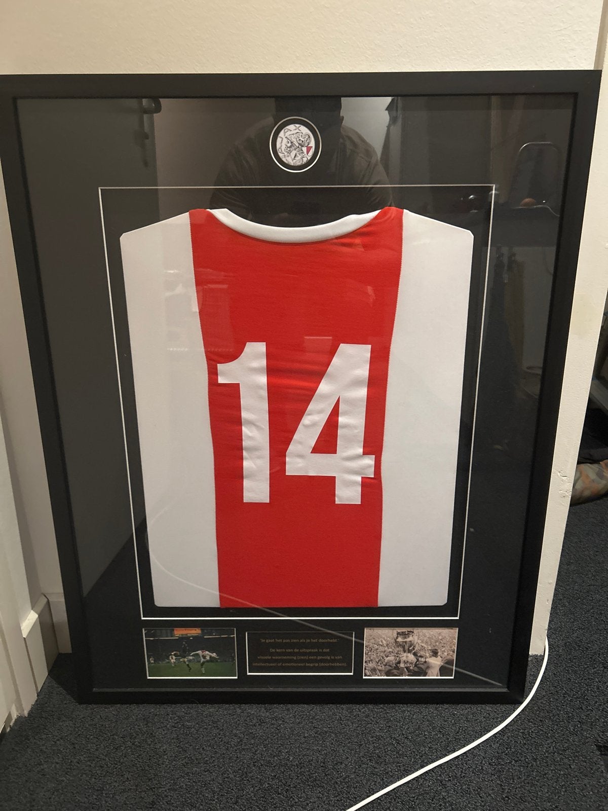 Ingelijst Ajax shirt nr. 14 met Cruijff quote in frame, Ophalen, Nieuw, Ajax, Shirt