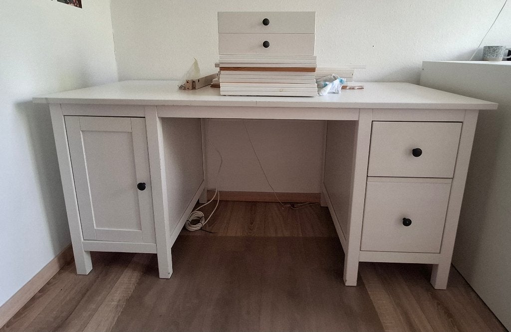 Hemnes bureau van IKEA, Ophalen, Gebruikt, 155 cm, Opzetstuk