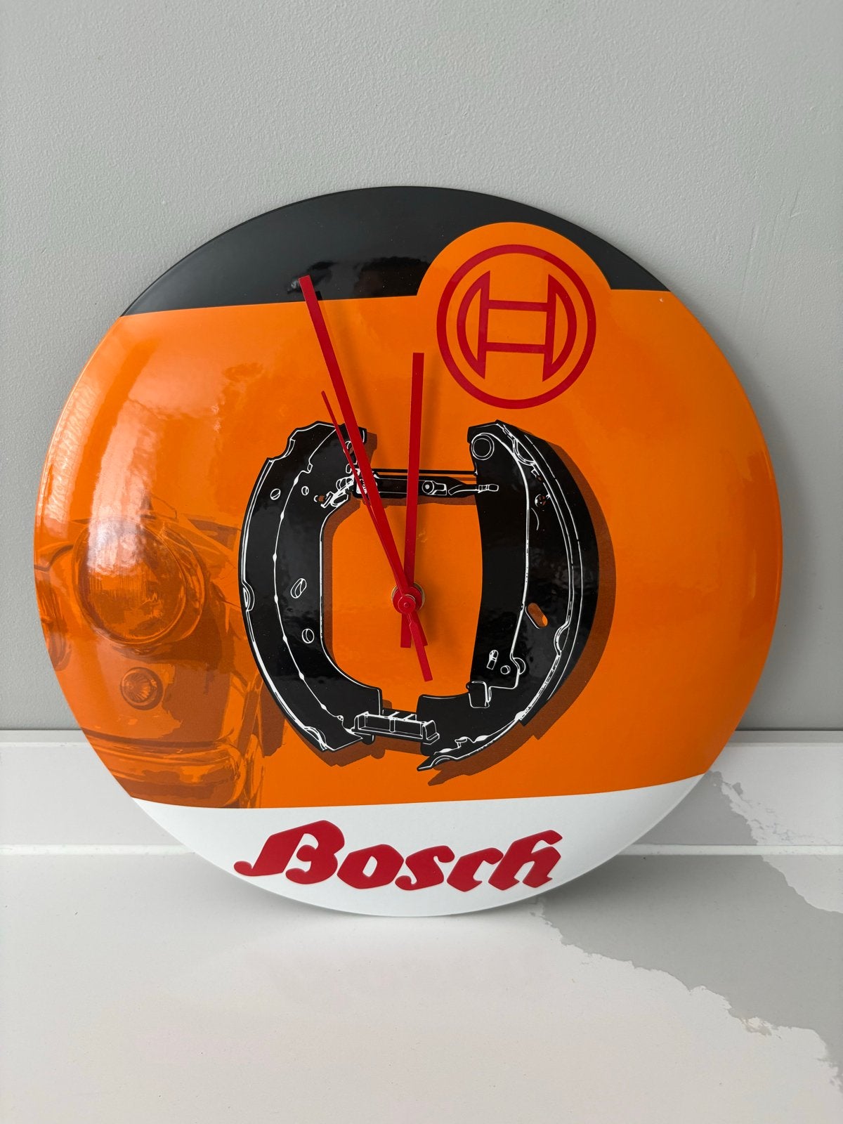 Nieuwe Emaille Bosch Reclame Klok - Uniek Design, Verzamelen, Verzenden, Nieuw, Gebruiksvoorwerp