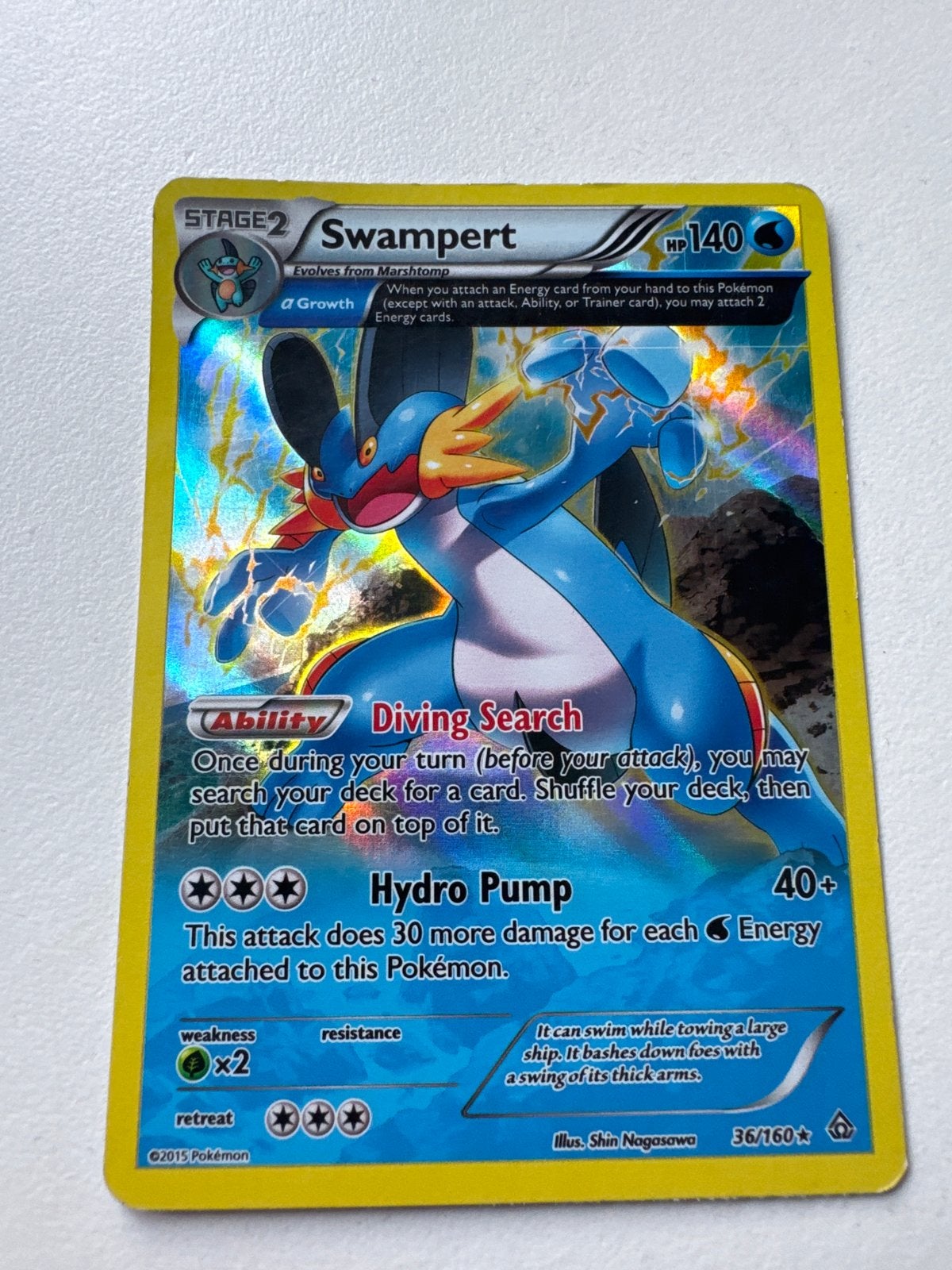Pokémon Kaart Swampert 36/160 XY Primal Clash Foil, Ophalen of Verzenden, Zo goed als nieuw, Losse kaart, Foil